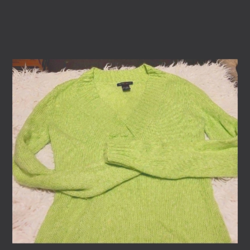 Green cardigan sweater
